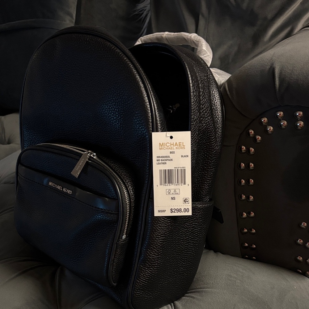 Michael Kors Pebbled Black Backpack - Picture 4 of 6